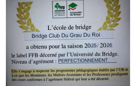Diplôme école de Bridge
